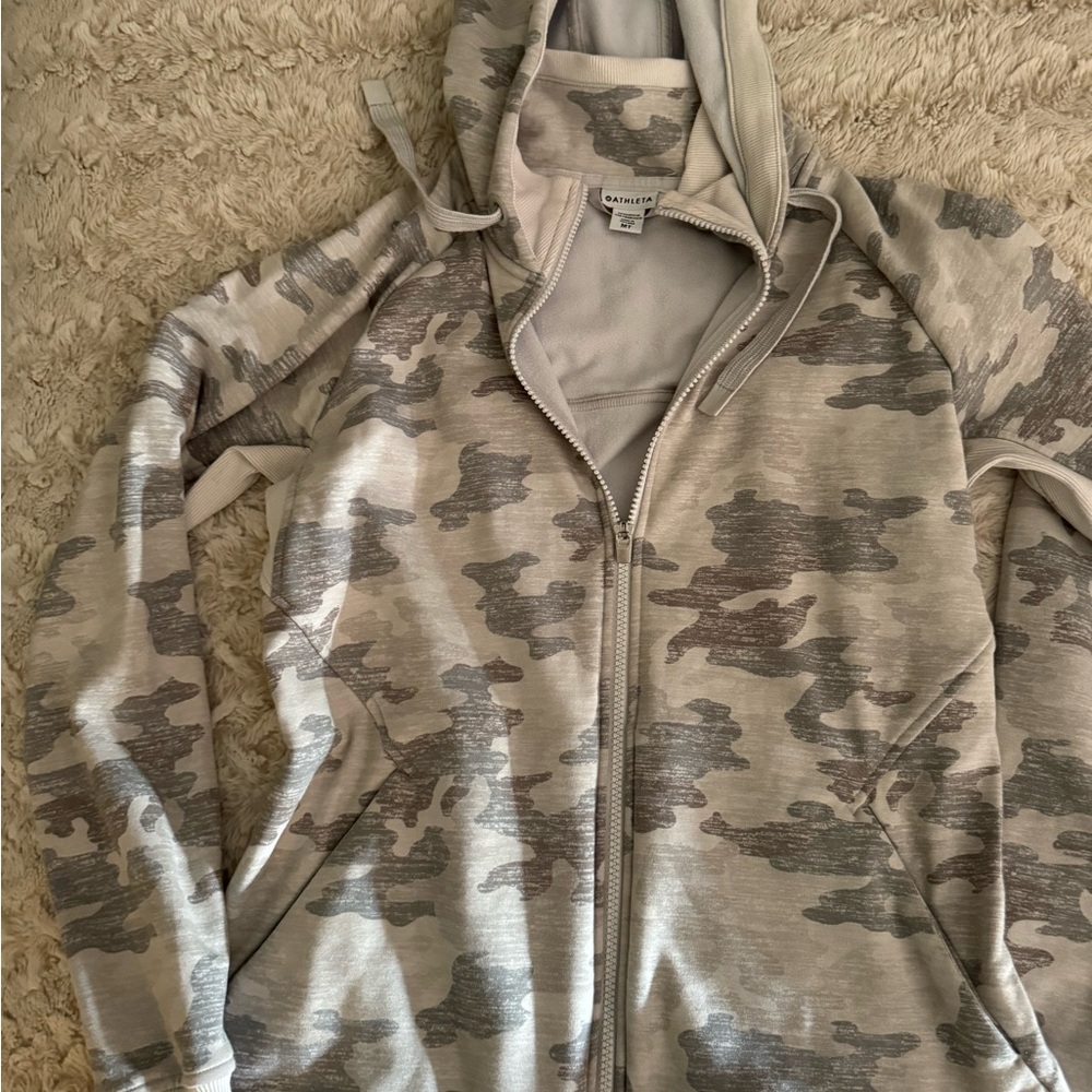 Athleta Light Gray Zip-Up Jacket